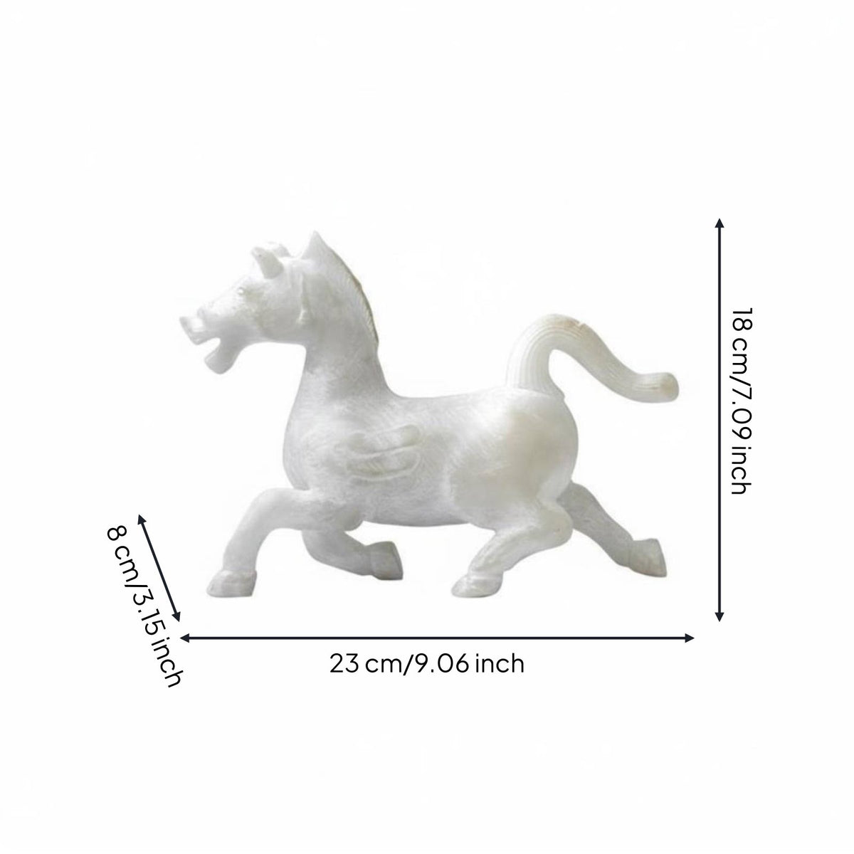Jade-Look Horse Sculpture Resin Material Figurine Success Symbol for Living Room