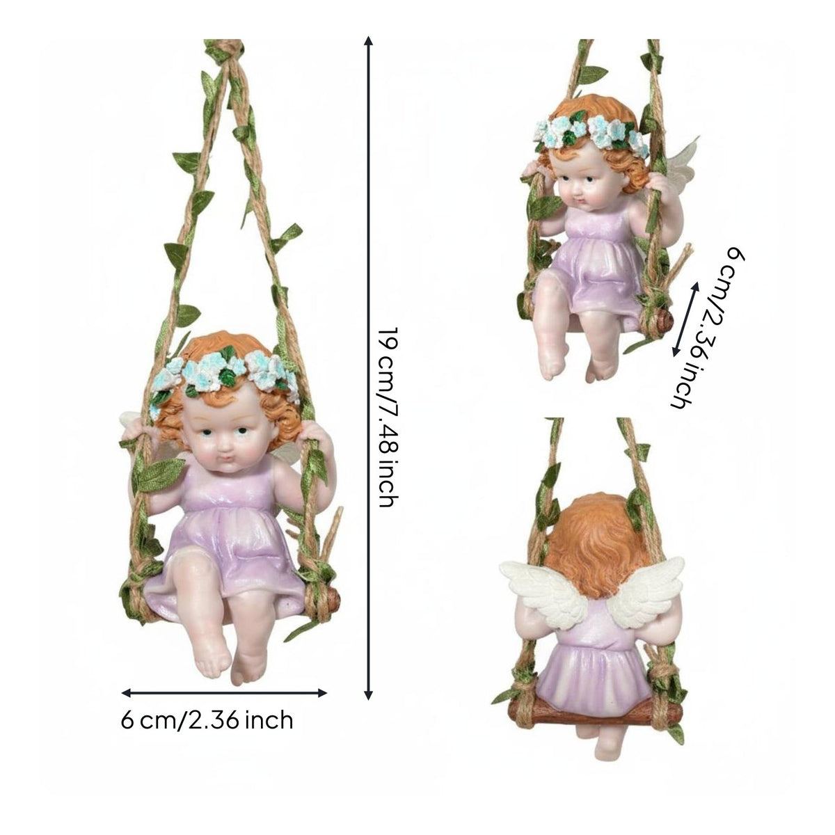 Garden Swing Angel European Design Hanging Angel Figurine Intricate Details