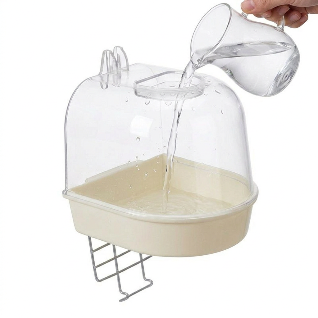Bird Bath Tub Pet Bird Bath Box, Hanging Bathtub Bird Cage, Bath Cage for Parrot Owners, Bird Bath Cage Hooks, Bath Tub Pet Bird