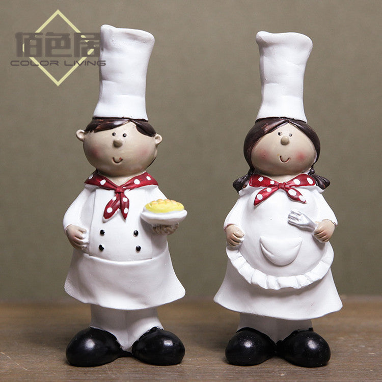 Nordic Handcrafted Creative Chef Figurine Home Decor Resin Craft for Wine Cabinet, Window, Restaurant, Bakery