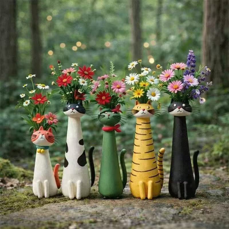 Quirky Cat Vase Resin Home Decor