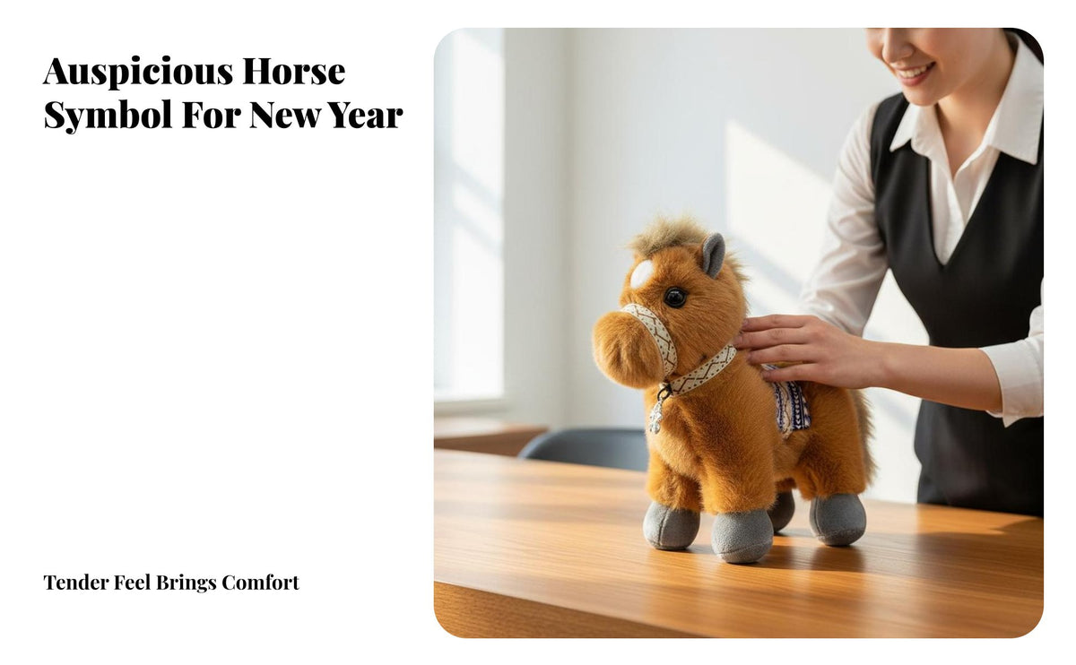 Chinese Astrological Horse Soft Toy Symbol of Good Fortune Astrological Horse Symbol Seasonal Holiday Stuffed Creature Blessing