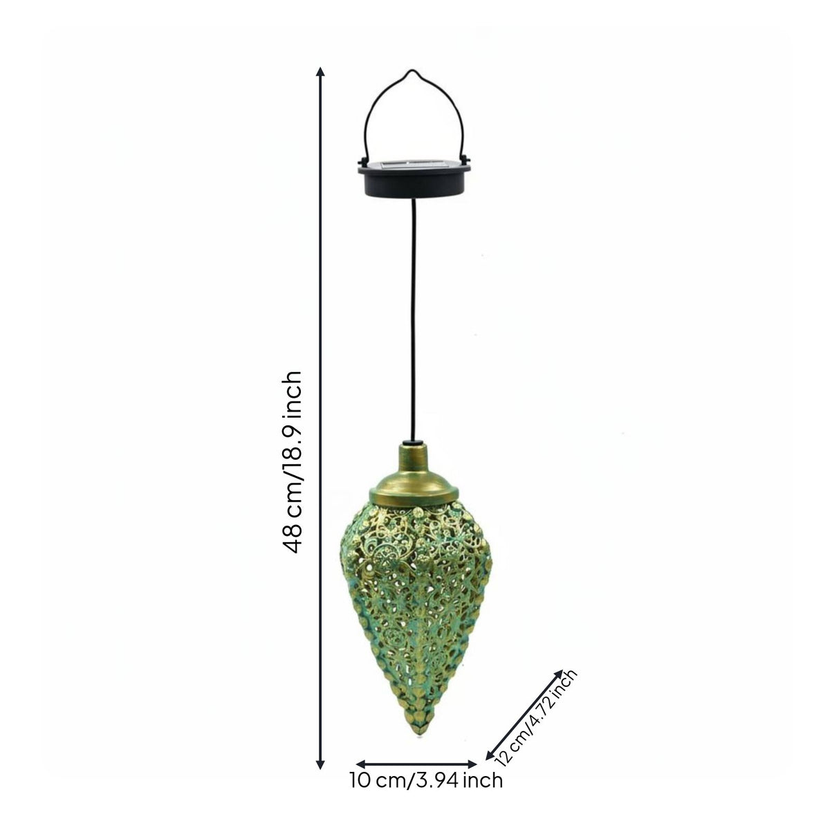 Wrought Iron Solar Lantern Weather Resistant Hollow Metal Projection Lamp