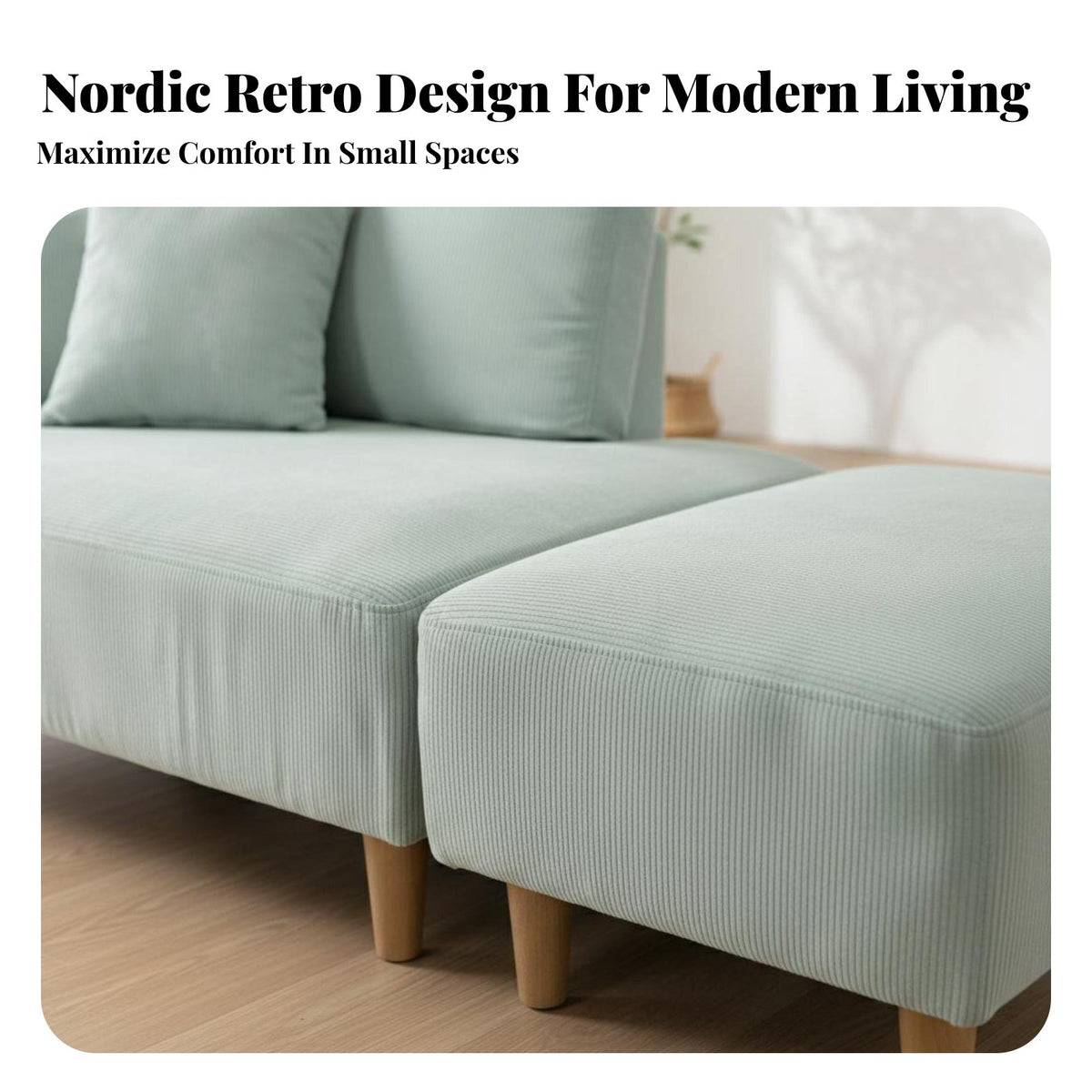 Retro Design Corduroy Loveseat Nordic Aesthetic Corduroy Settee space-saving Size Upholstered Couch Comfy Upholstery for Apartment Dwellers, Small Families, pairs, Living Room, Bedroom, Lounge Area