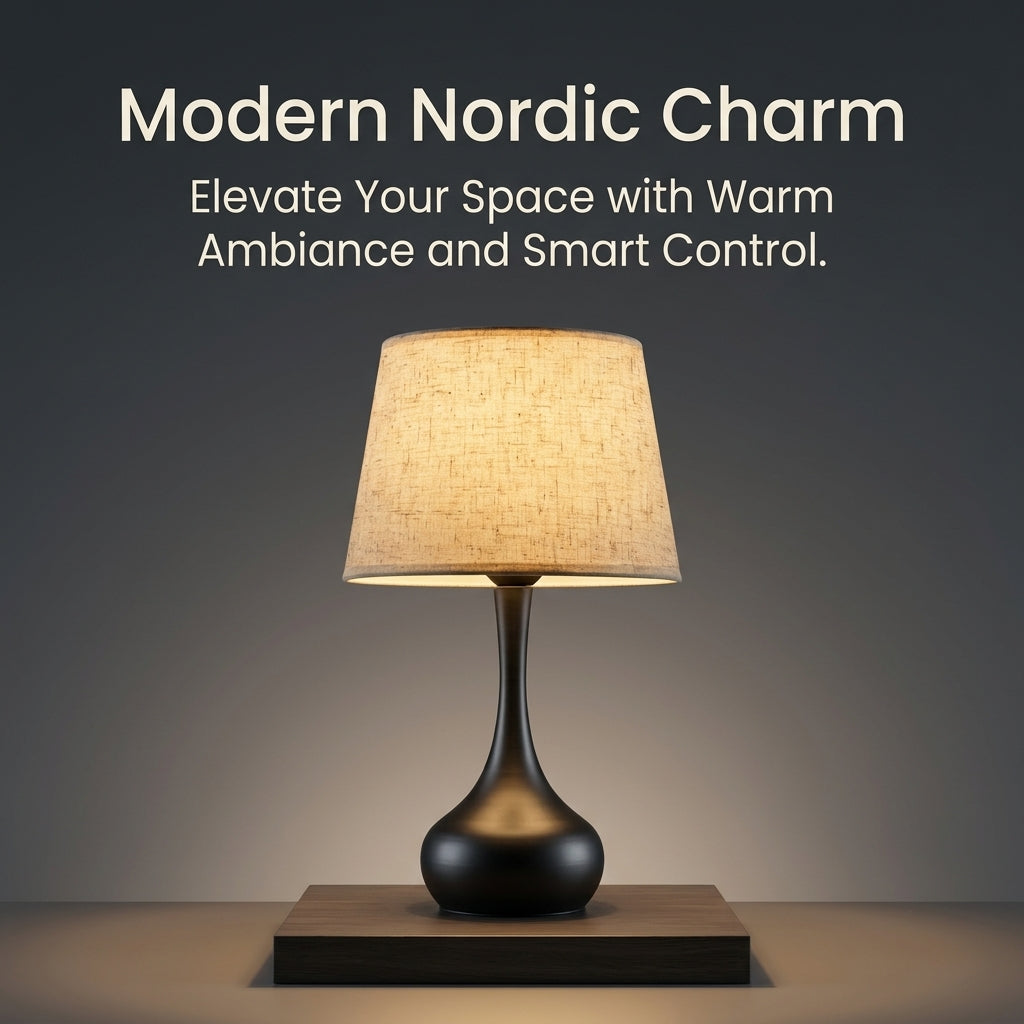 Bedside Table Lamp with Touch Control Smooth Dimming for Adults, LED with 3 Color Temperature Modes for Living Room