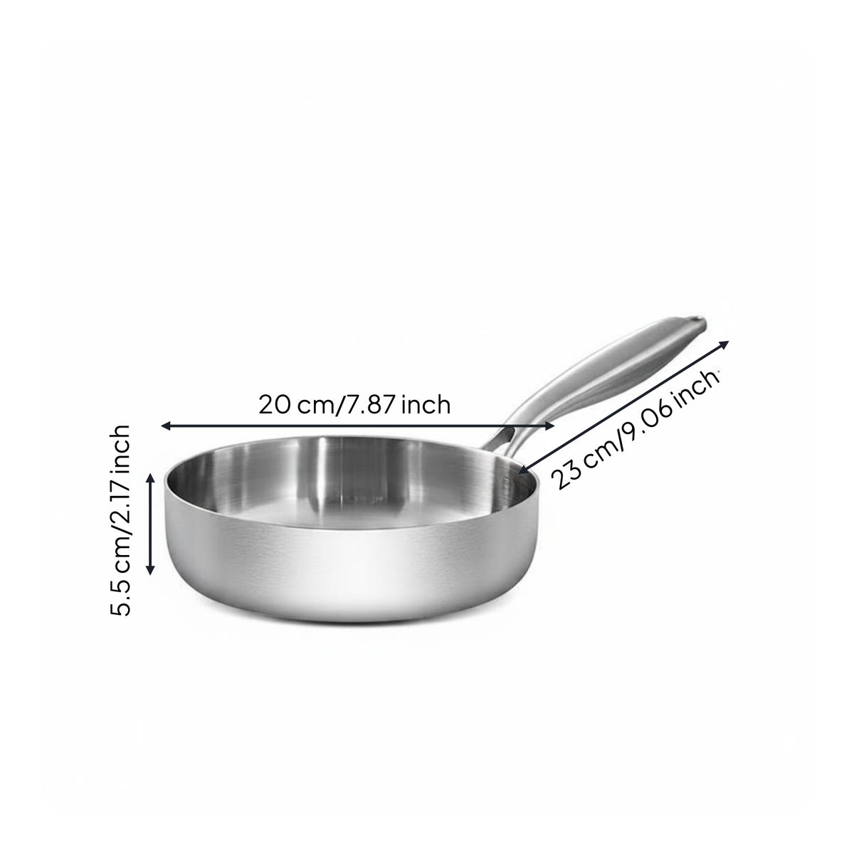 Stainless Steel Frying Pan Silver Finish Stainless Steel Pan Skillet