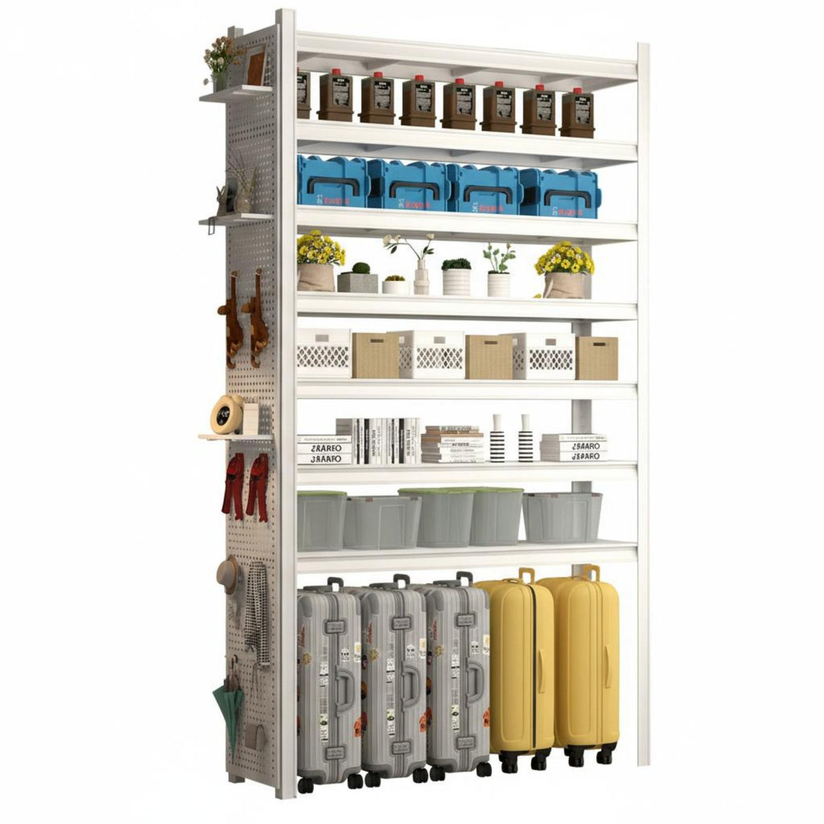 Multi-Layer Storage Rack High Load Capacity Heavy Duty Metal Rack Easy Assembly Metal Organizer Shelf for Balcony, Basement, Pantry