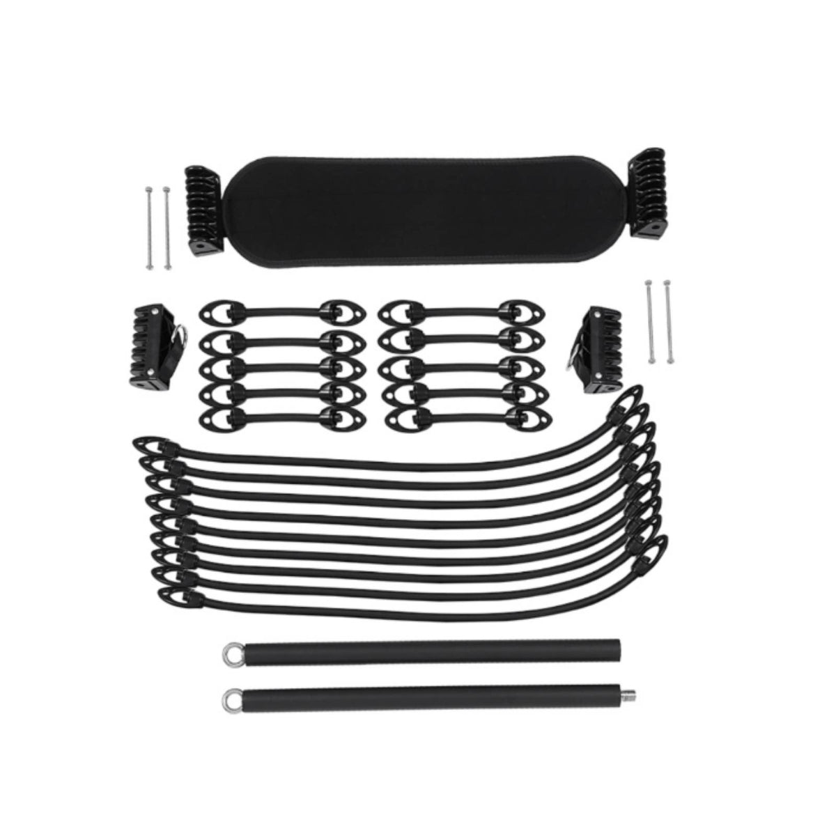Metal Clip Fasteners Pilates Bar Kit Black Pilates Bar with Resistance Bands