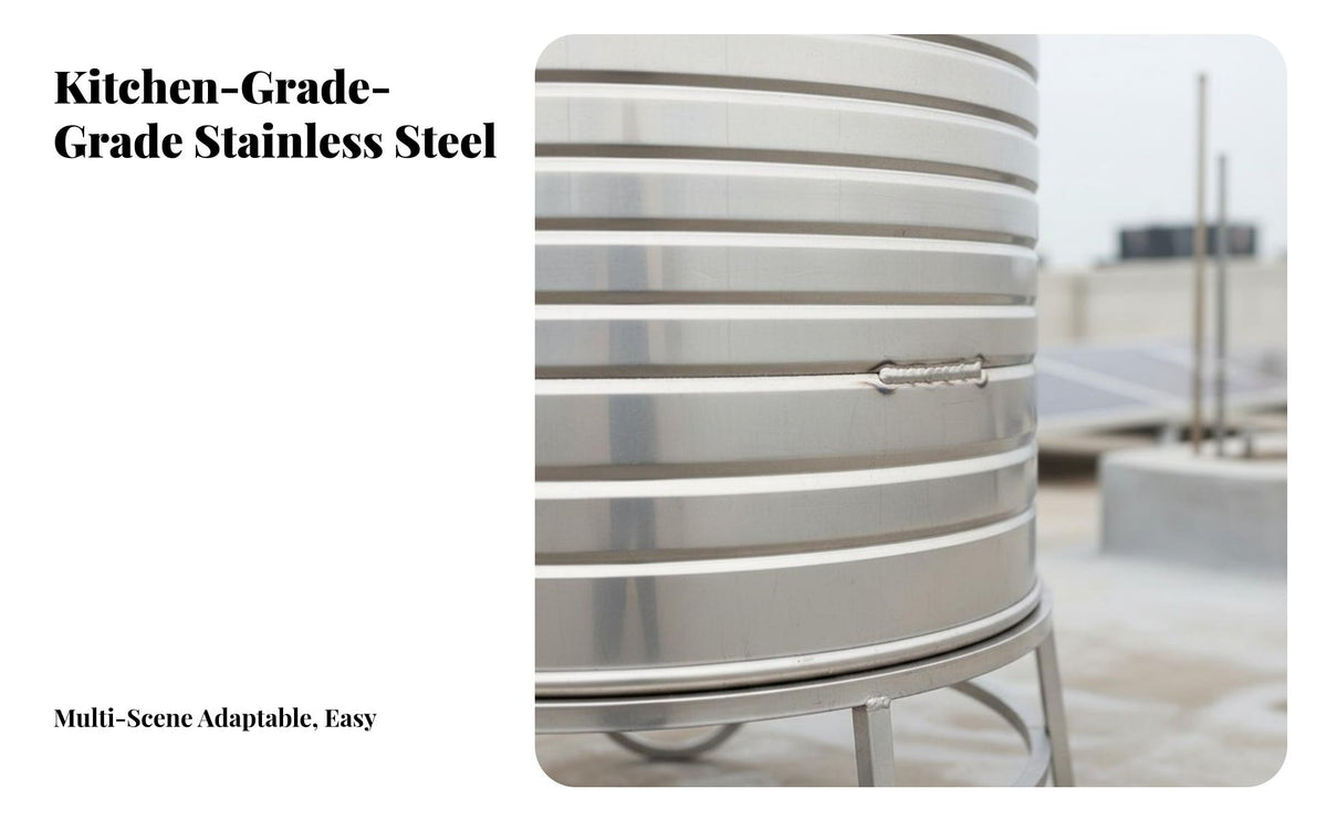 Stainless Steel Water Container Thickened Wall Rooftop Water Storage Container Long-Lasting Stainless Steel Pressure Container Leak-Proof for Property Owners, Rural Residents, Household, Farms, Gardens, Industrial Sites