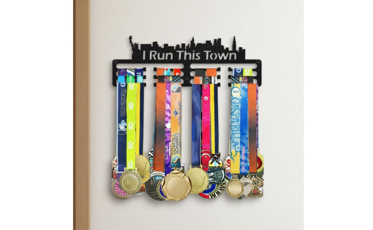 Long-Lasting Wall Mounted Medal Holder Heavy Duty Iron Medal Hanger Rack Rust Resistant Sports Award Display Hanger Polished Burr-Burrless Finish for Runners, Marathoners
