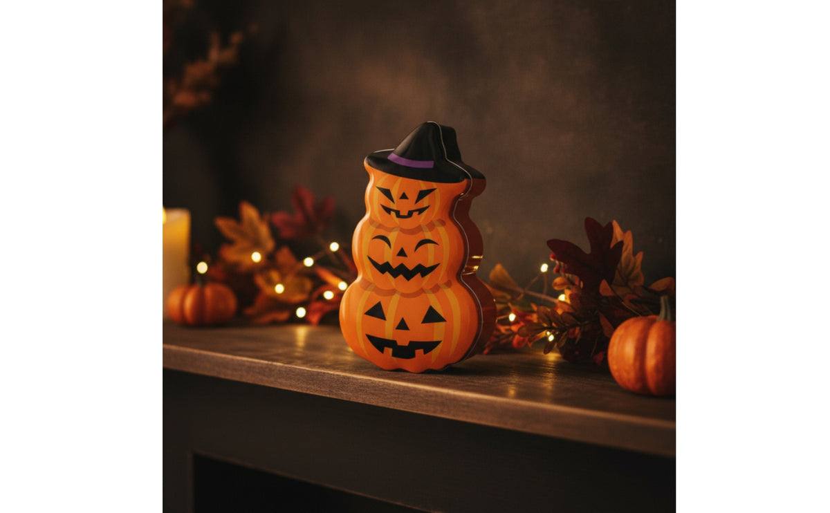 Pumpkin Tin Box Decorative Tin Box with Lid Orange Container for Home Decor