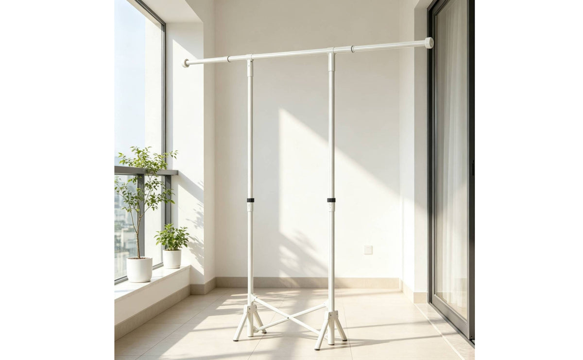 No-Assembly Clothes Drying Rack with Wheels Space-Saving Clothes Drying Rack with Casters Extendable Furniture Rolling for Balcony, Small Apartments, Bedroom