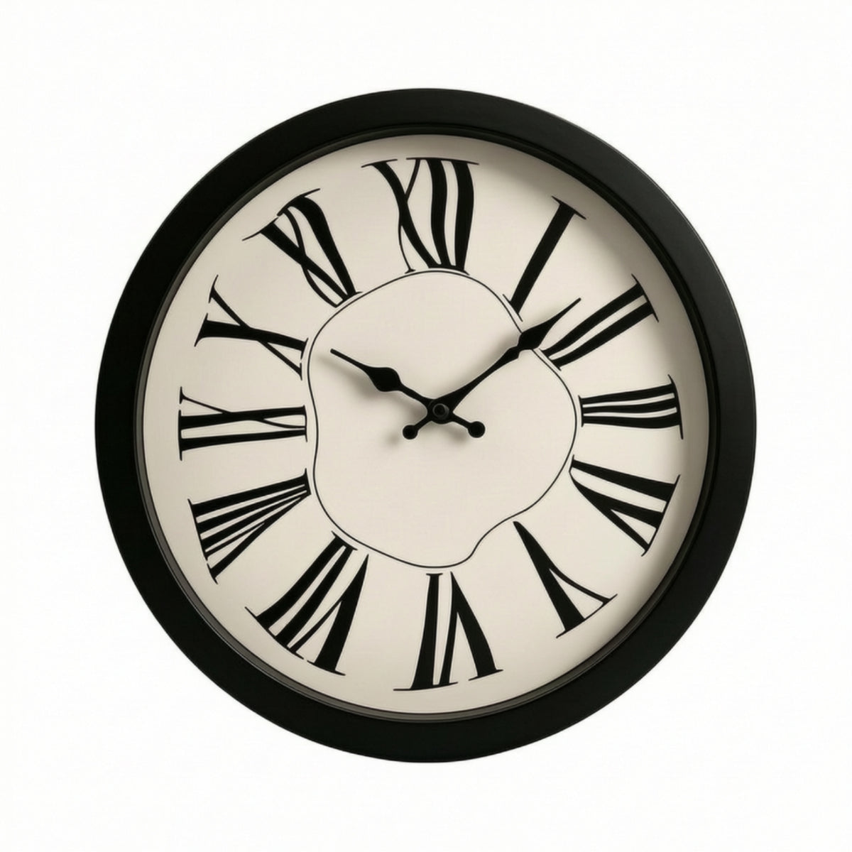 Distorted Timepiece Dial Non Ticking Wall Clock with Roman Numerals Quiet Sweep for Bedroom