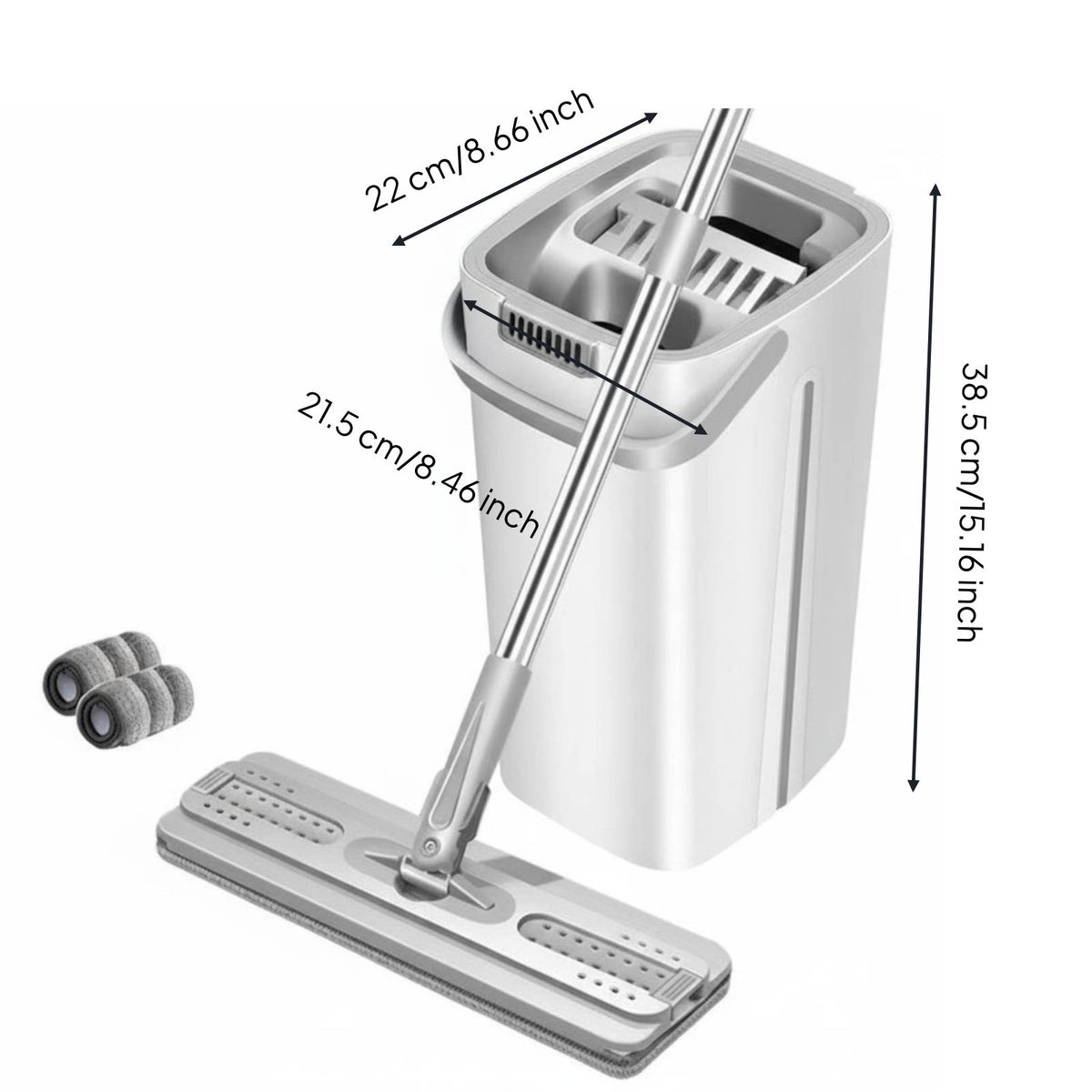 Hands-Hands-Scrape Flat Mop Built-in Squeegee Self-Wringing Mop and Container