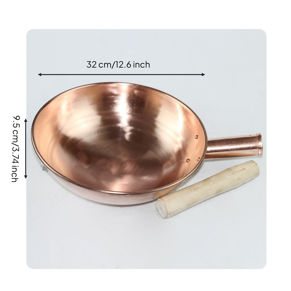 Long Handle Wok Copper Wok Easy to Grip Thick Copper Frying Pan for Household