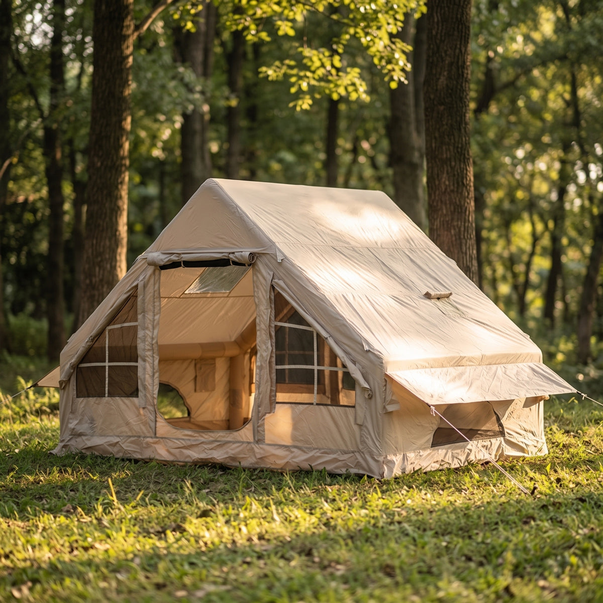 Easy-Setup Inflatable Camping Tent Spacious Inflatable Tent with Hand Pump Weather-Ready Portable for Campers, Glampers, Outdoor Stays