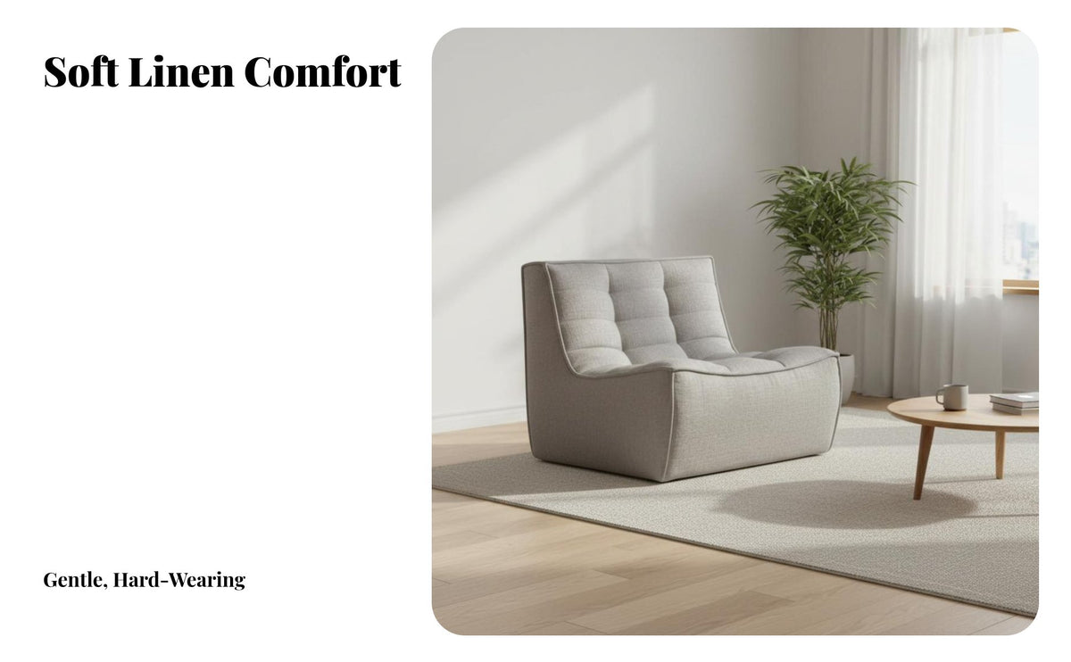 Nordic design Armless sectional Sofa grid-pattern Texture Sectional Deep Seat Upholstered Couch High-Resilience Foam for Apartment Dwellers, Interior Designers, Design aficionados, Open-Plan Space, Lounge Area, Home, Bedroom