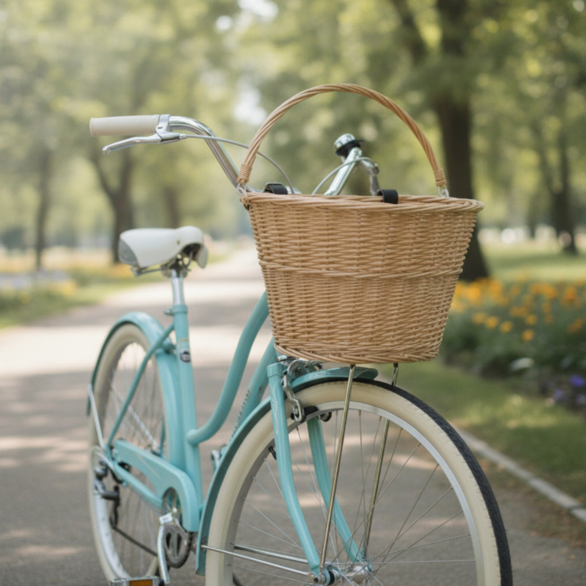 Wicker Cycle Basket Handwoven Wicker Bike Basket Secure for Commuting