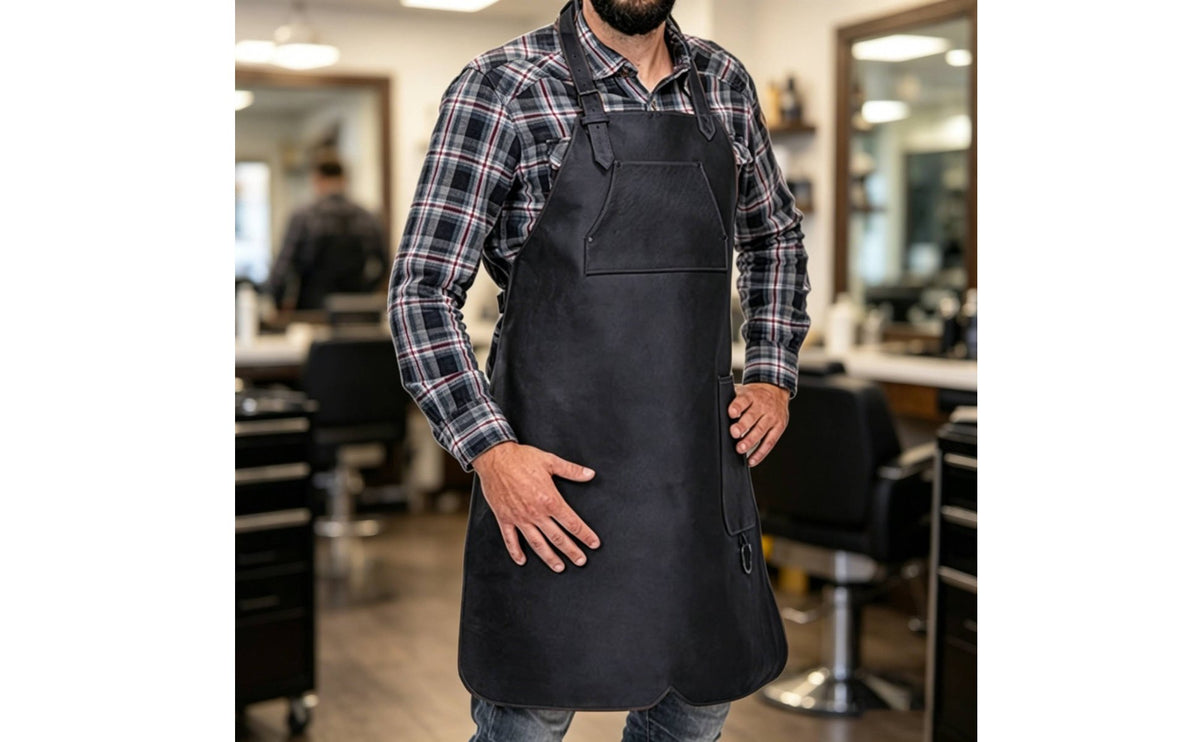 With Pockets Waterproof Barber Apron Vintage Design PU Leather Apron Adjustable Strap Work Bib for Woodworkers, Chefs