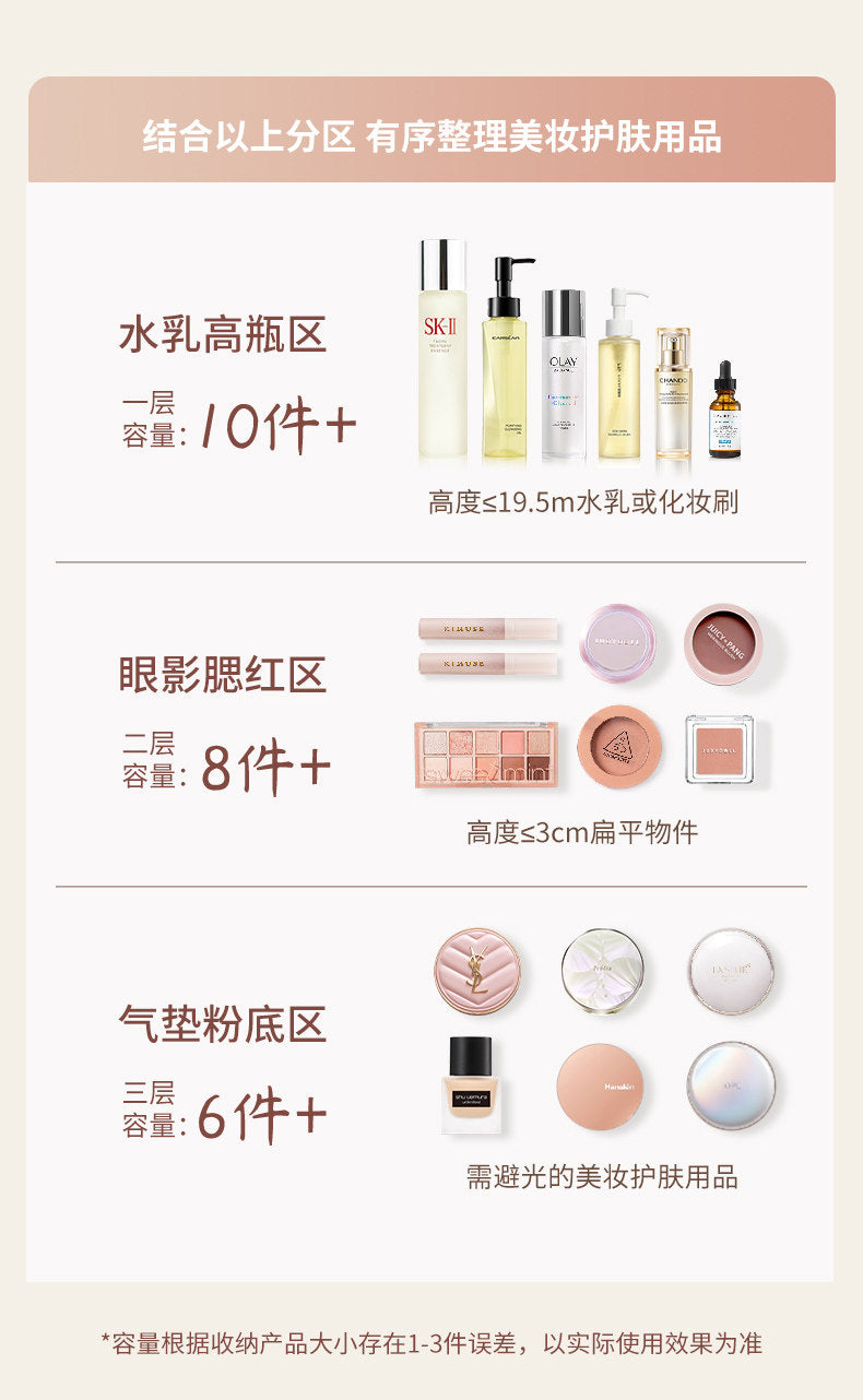 化妆品收纳盒桌面防尘护肤品置物架梳妆台一体柜抽屉大容量化妆柜