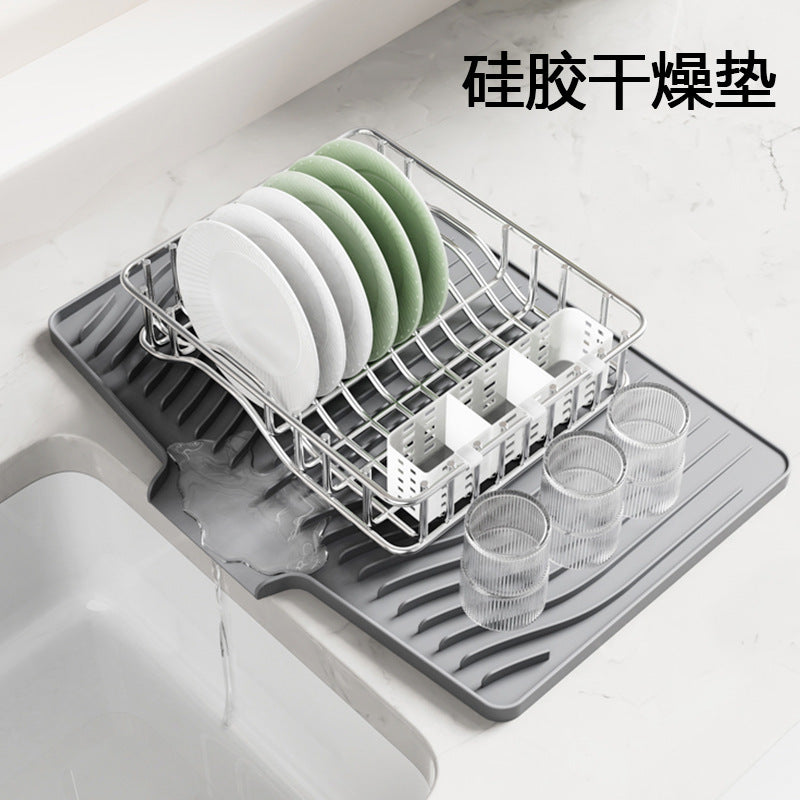 Amazon Kitchen Counter Silicone Drying Mat for Dishes and Utensils with Heat Insulation and Drainage