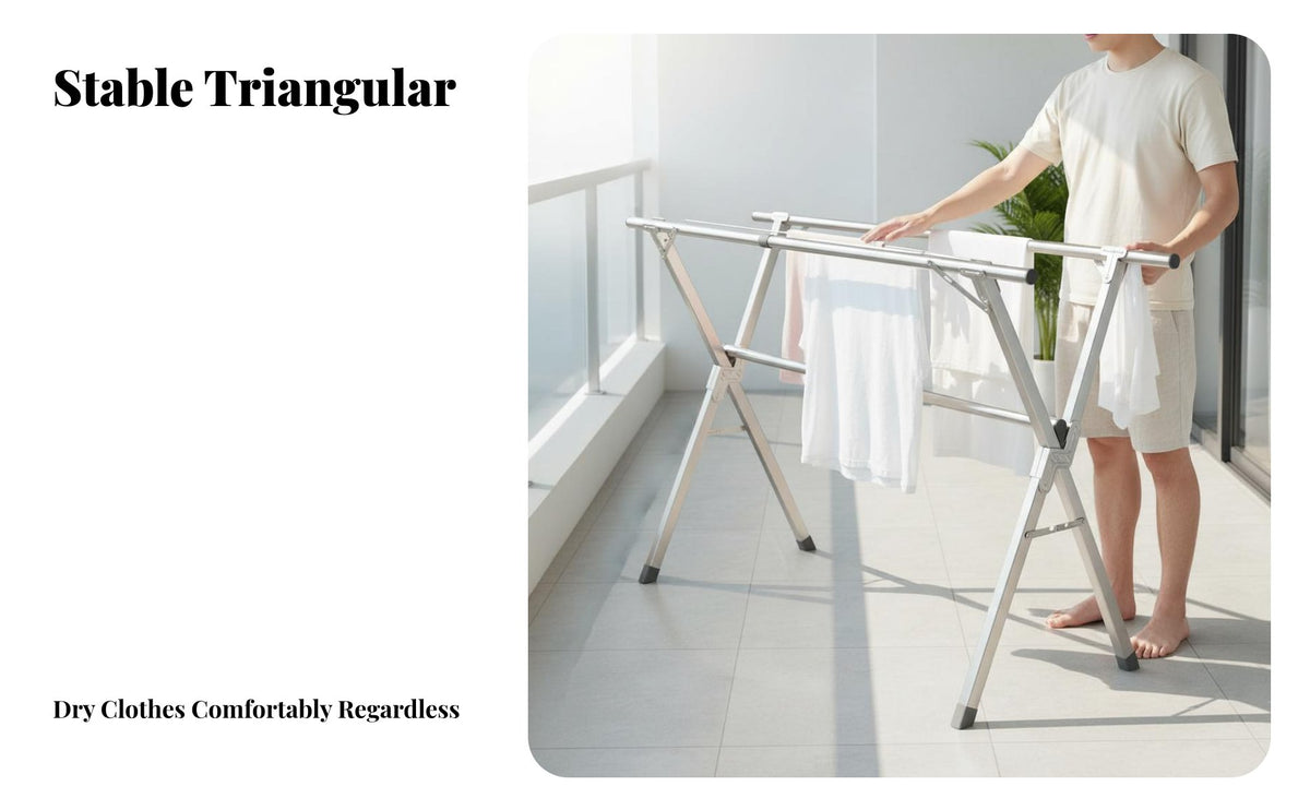 Sturdy Construction Foldable Clothes Drying Rack Space Saving Extendable Laundry Rack Rust-Resistant Extendable Laundry Stand Large Capacity for Homemakers, Apartment Dwellers, Balcony, Indoor, Outdoor, Bedroom