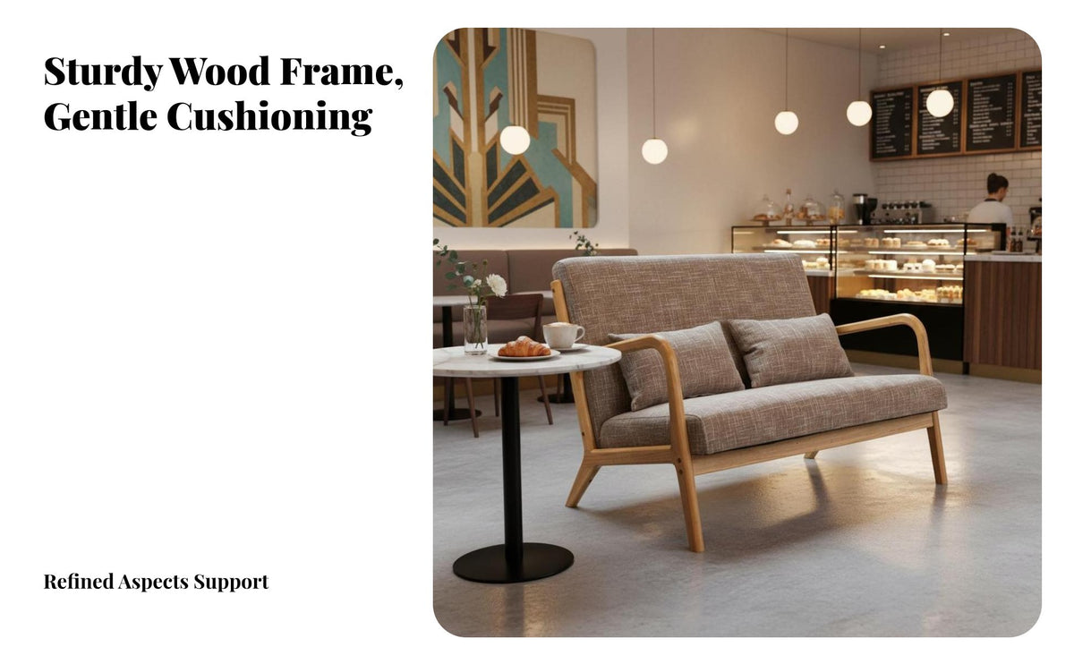 Retro Design Upholstered Wooden Frame Armchair Comfortable Seating Commercial Furniture Modern Simple Design Lounge Set Ergonomic Backrest for Business Owners, Interior Designers, Cafe Patrons, Restaurant, Hotel Lobby, Reception Area, Living Room