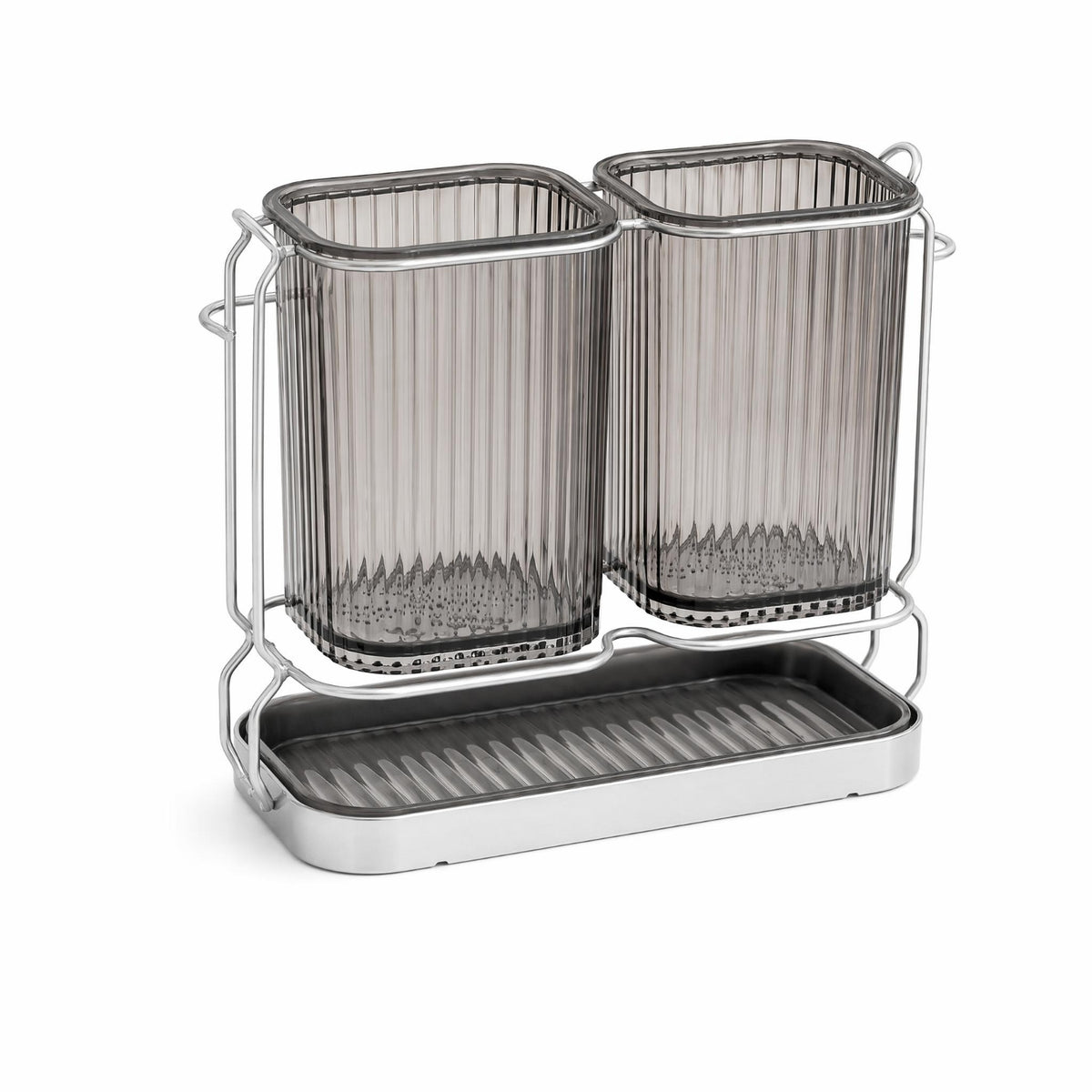 Utensil Holder with Drain Tray Ventilated Organizer Removable for Kitchen