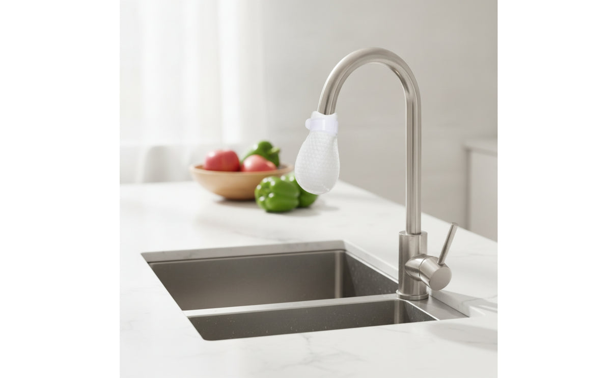 50 Pieces Faucet Strainer Bag Mesh Faucet Strainer with Hook-and-Loop Closure Reusable Pouch with Ties for Kitchen Sink, Washing Area