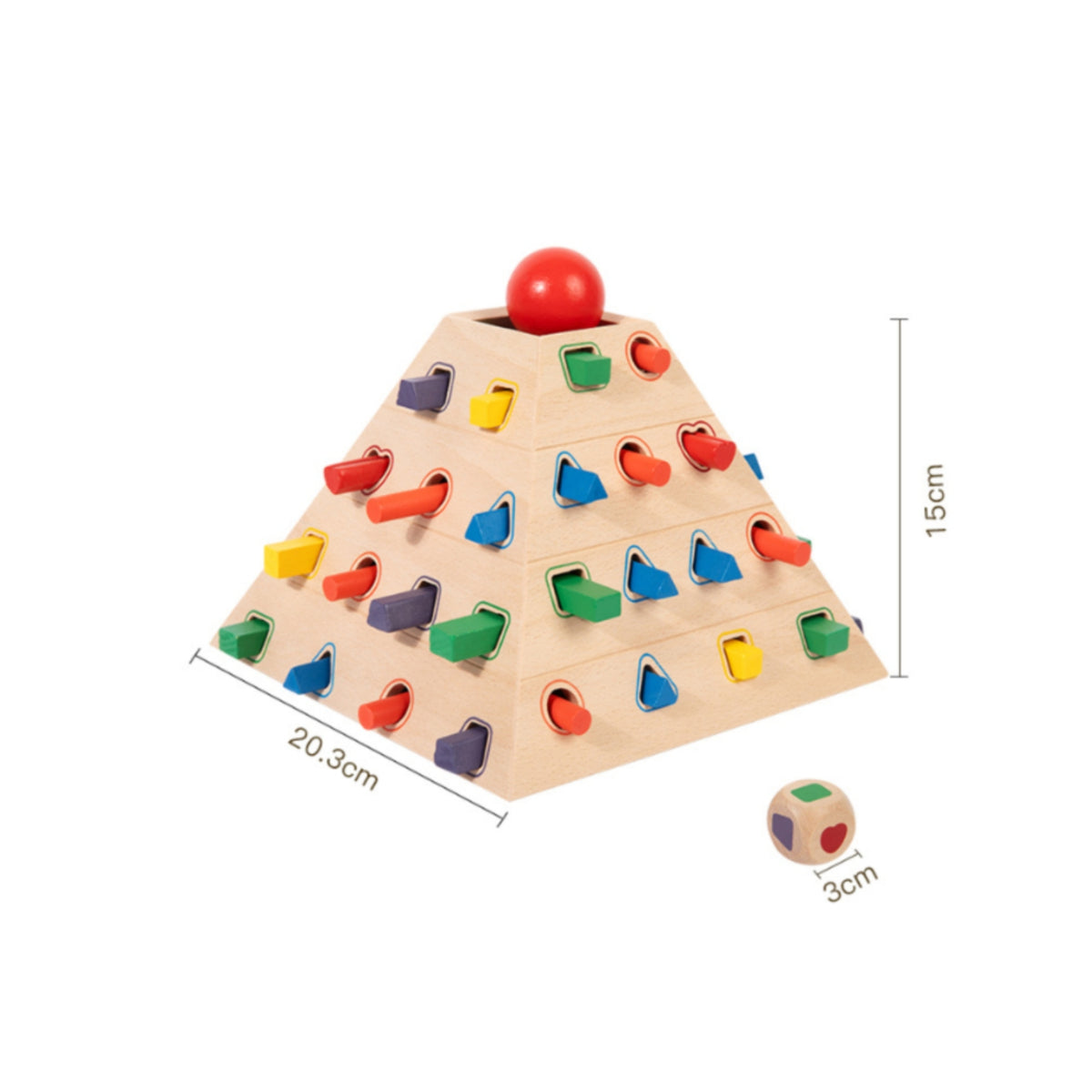 Educational Wooden Pyramid Sorter Educational Shape Sorting Pyramid Interactive Peg Insertion Toy Developmental for Toddlers, Preschoolers, Kids, Home, Classroom, Playroom