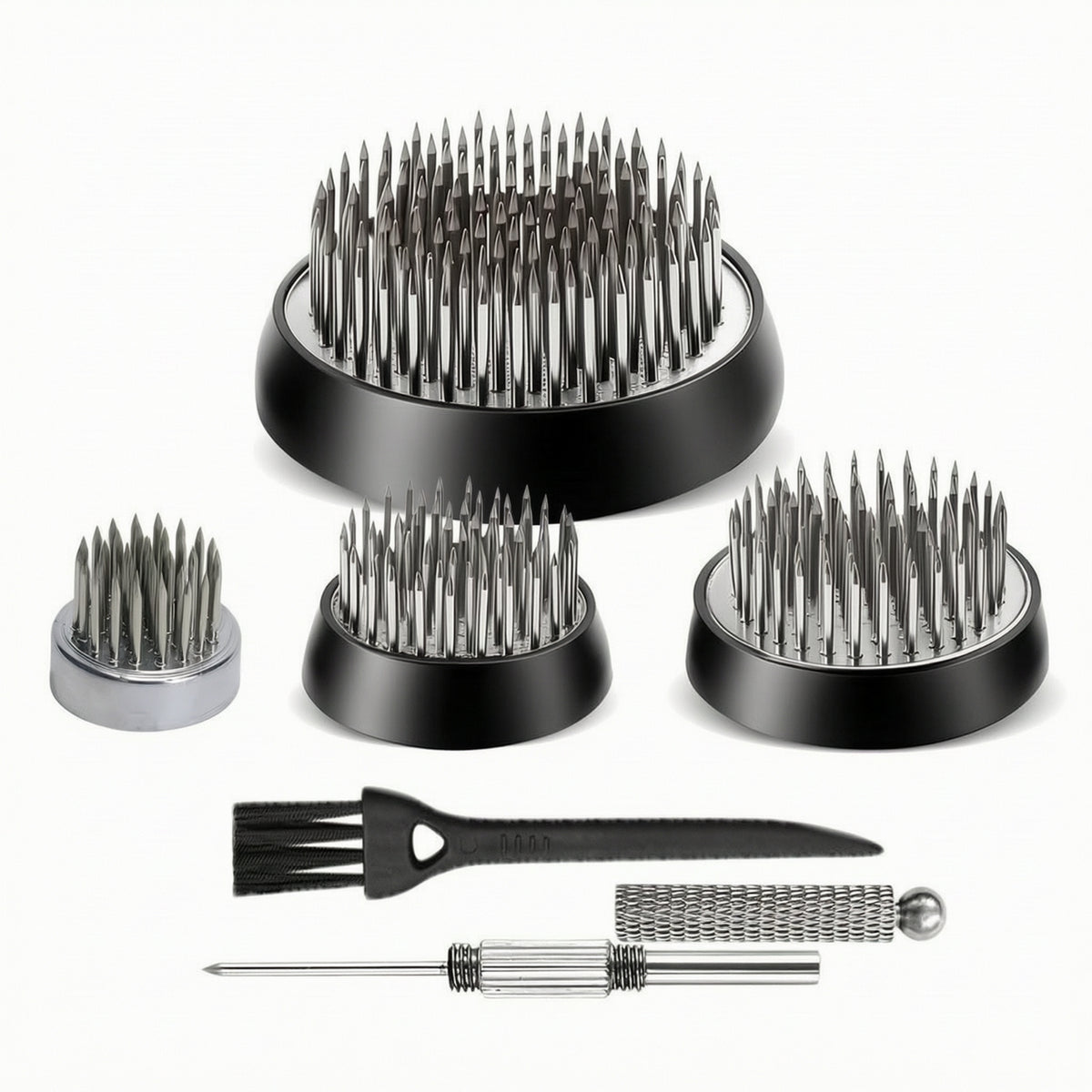 4 Pieces Flower Frog Kit with Cleaning Brush Stainless Steel Flower Frog with Alignment Tool -Pinned Floral Pin Holder for Hobbyists