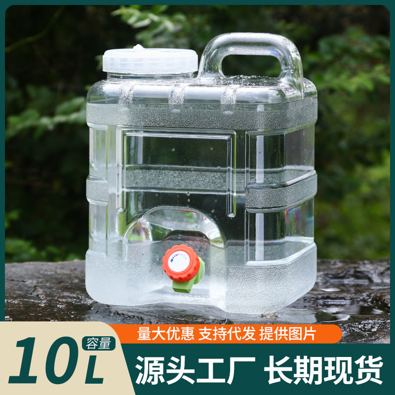 10L Transparent PC Water Storage Bucket with Spigot for Camping and Travel