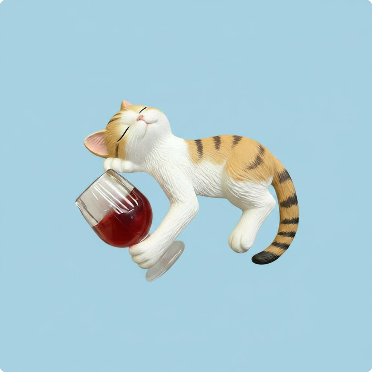 Feline Beverage Figurine Outdoor Safe Resin Feline Decoration Weather-Resistant