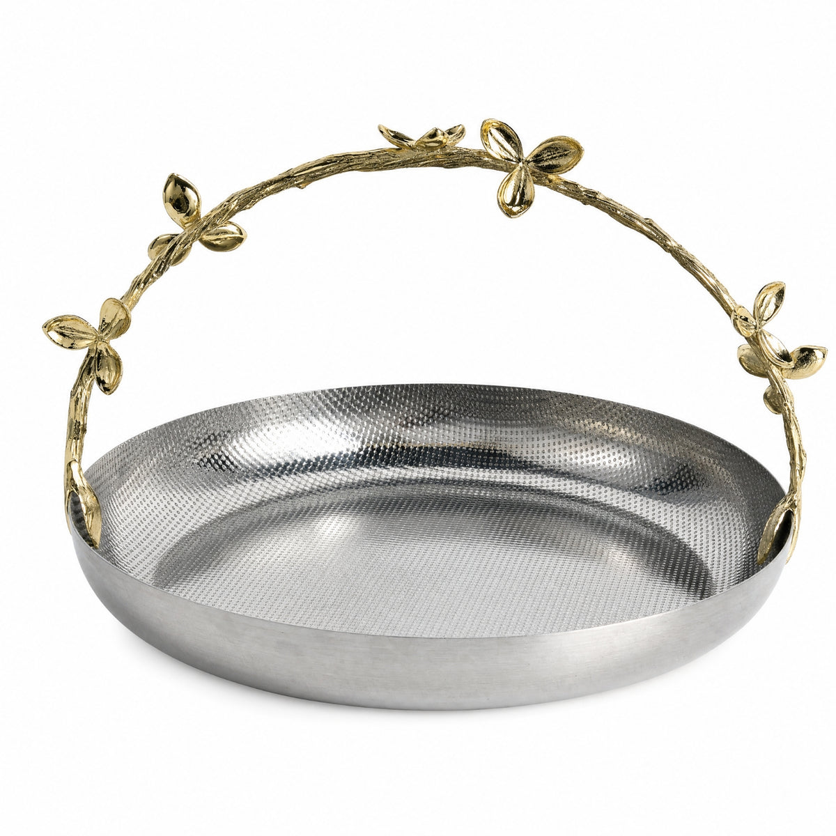 Stainless Steel Decorative Bowl Classic Fruit Bowl with Branch Handle Rustproof