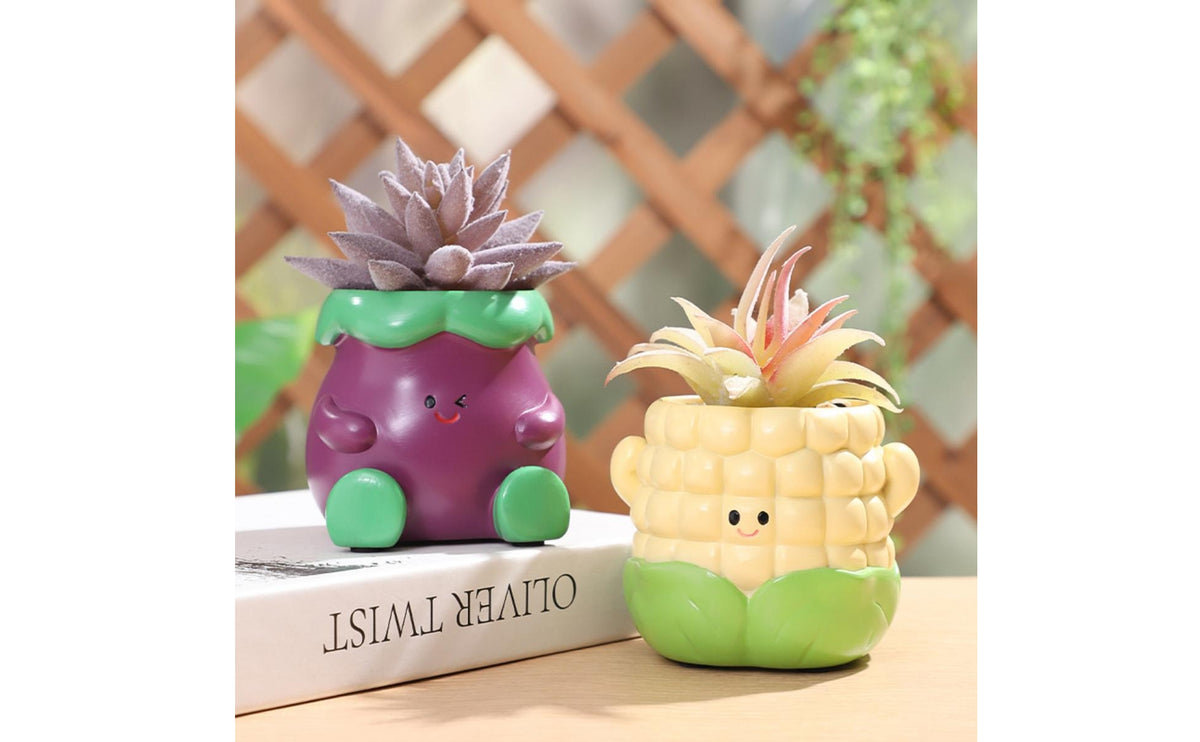 Cute Desktop Planter Cartoon Succulent Planter Resin Vegetable Flower Pot Decorative for Plant Lovers, Office Workers, Desk, Windowsill, Bookshelf