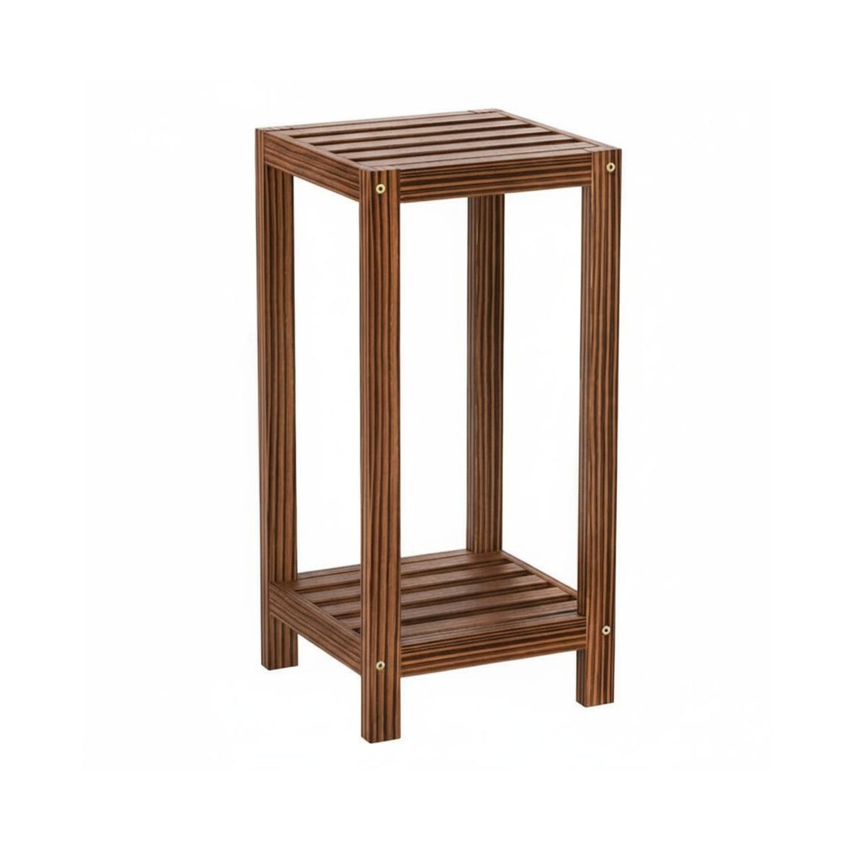Freestanding Multi-Tiered Plant Shelf Space-Saving Tiered Wooden Pedestal Sturdy Construction Indoor Furnishing Carbonized Finish for Home Decorators, Gardeners, Balcony, Living Room, Indoors, Office