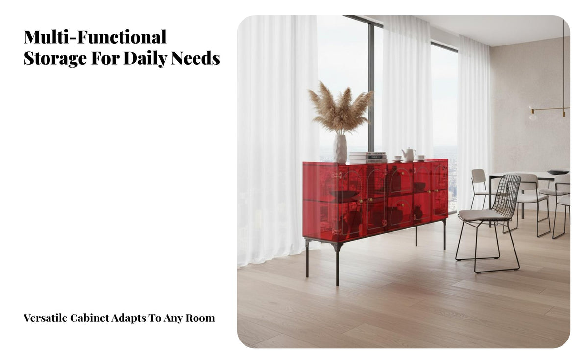 Light Luxury Design Acrylic Storage Cabinet Multi-Functional Display Cabinet Acrylic Doors Versatile Transparent Sideboard with Legs Stable and Long-Lasting for Interior Design Enthusiasts, Apartment Dwellers, Homeowners, Living Room, Entryway, Bedroom