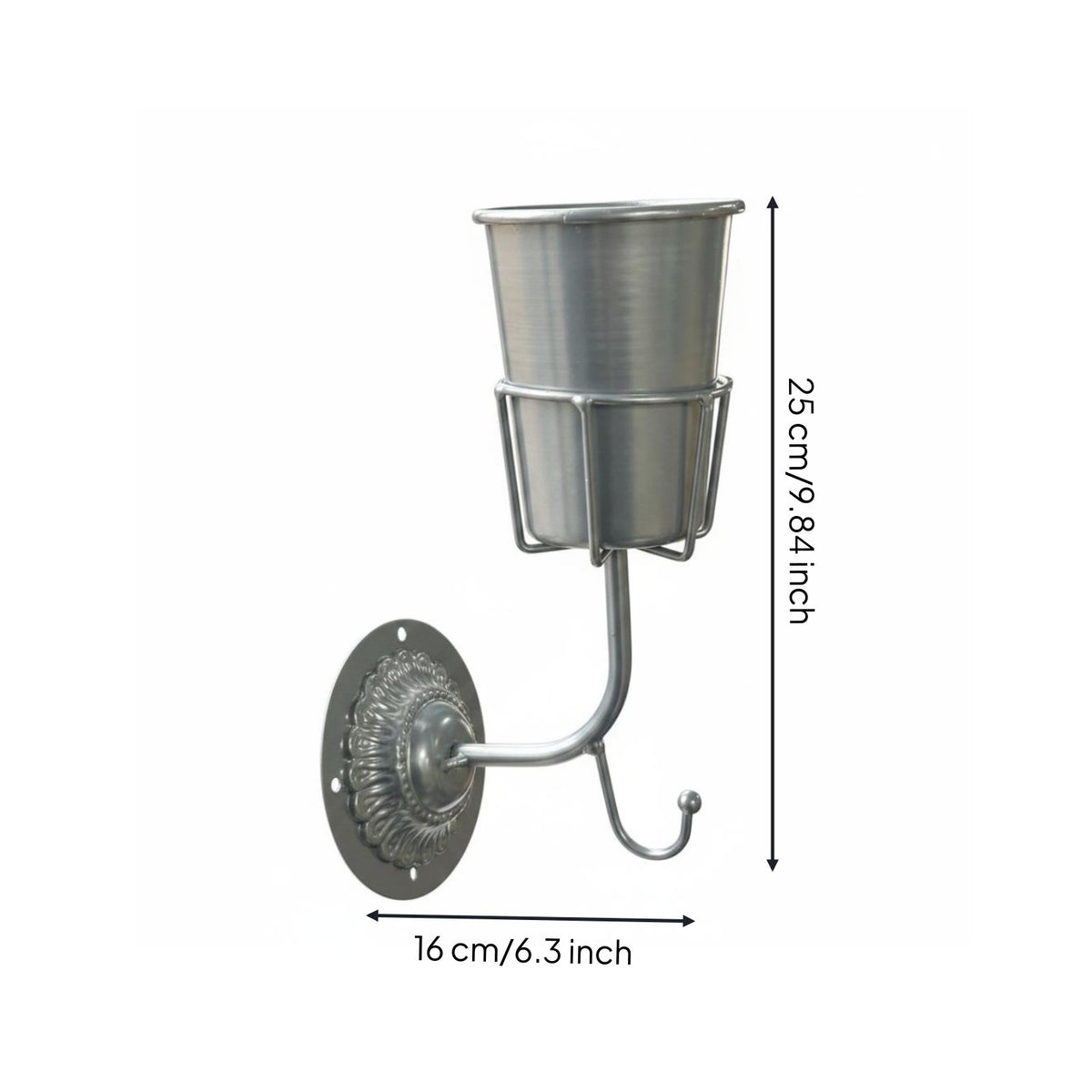 Metal Wall Planter Hook Design Decorative Hanging Vase Space-Saving