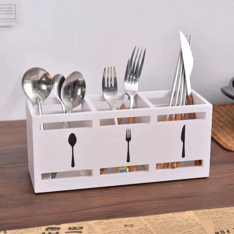 Wooden Cutlery Storage Box with Dividers