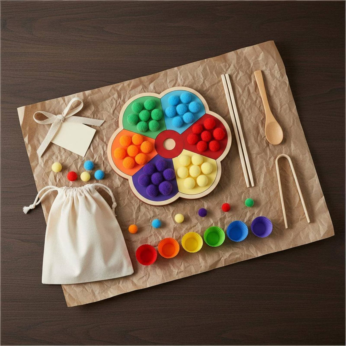 Flower Color Sorting Toy Fine Movement Skills Development Color Matching Toy Clamp Bead Activity Child-Centered Inspired