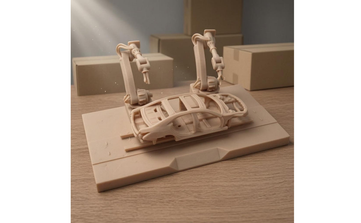 1:64 Scale Automotive Production Line Model Articulated Robot Arm Model Exposed Framework Factory Display Scene Molded Mechanical Details