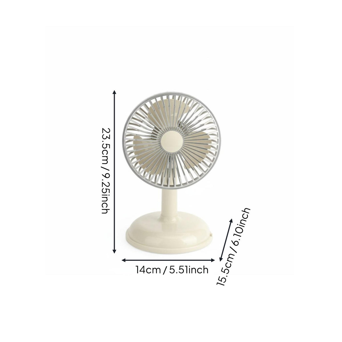 Retro Desk Fan Adjustable Angle Rechargeable Table Fan for Office