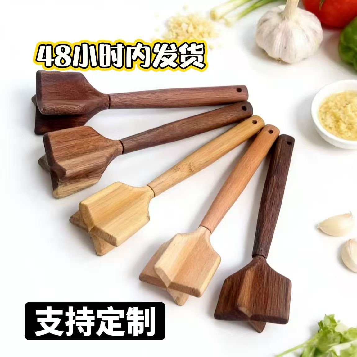Wooden Potato Masher with Teak Wood, Multipurpose Manual Crusher for Kitchen