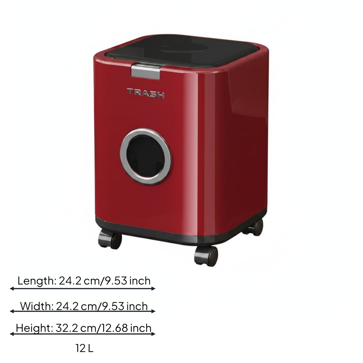 Rolling Trash Bin Movable Lidded Garbage Can Large Capacity for Bathroom
