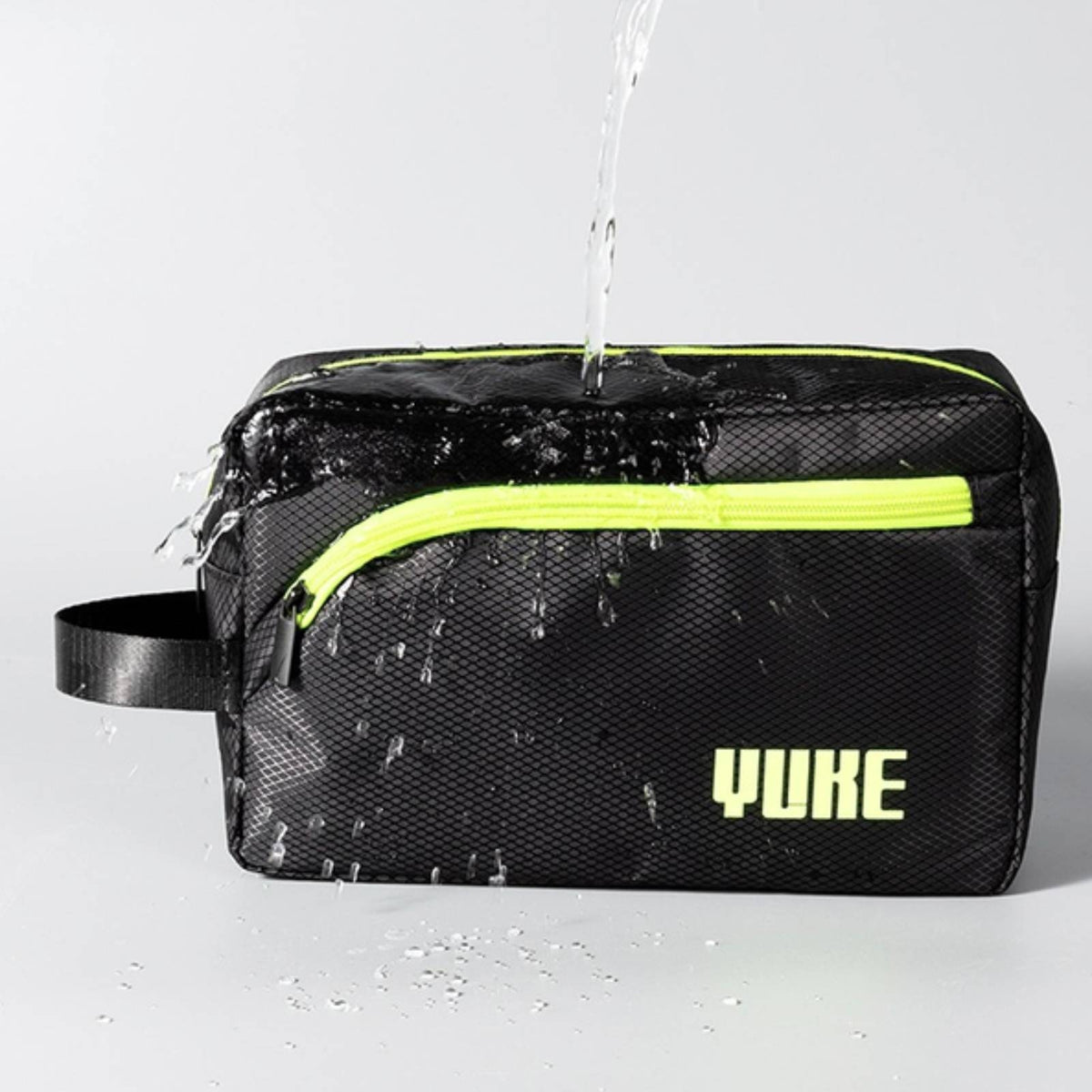 Zippered Bag with Front Pocket Textured Toiletry Bag Compact Pouch with Side Strap Portable for Travelers, Swimmers, Students, Sports, Swimming, Pool