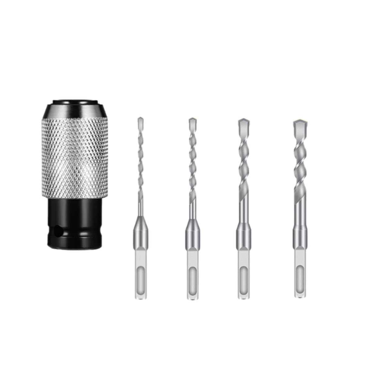Knurled Drill Adapter with Bits Hex Shank Electric Hammer Converter Metal Power Hammer Adapter Head Compatible for Contractors, Diyers, Handymen, Construction, Workshop, Masonry