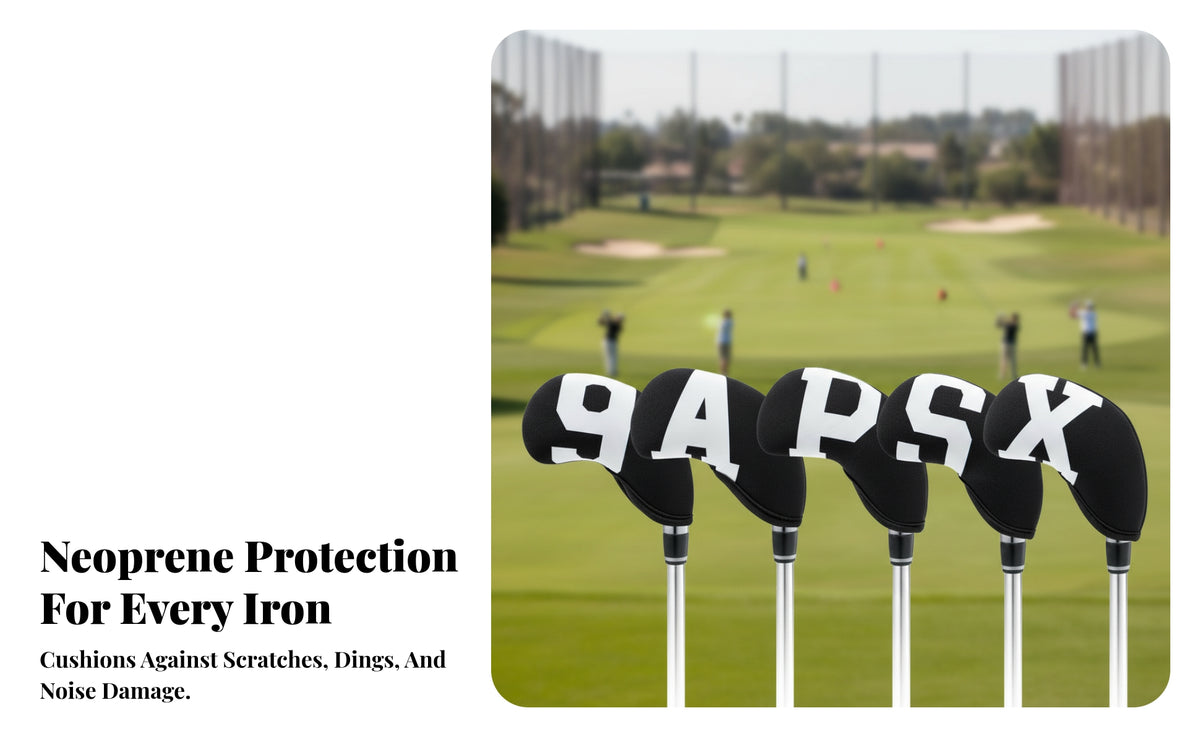 10 Pieces Golf Iron Head Covers | Padded Neoprene Construction, cushioning pull-on Design, Iron Headcovers with Printed Numbers