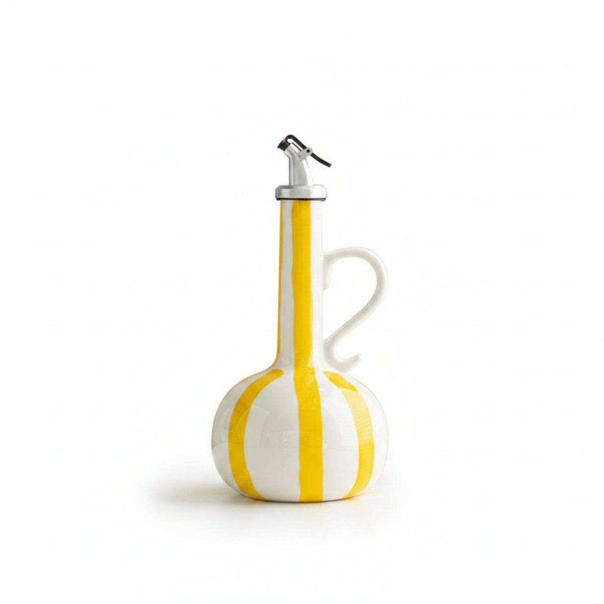 Ceramic Oil Bottle Striped Seasoning Dispenser Glazed Striped Bottle Ceramic Bottle with Distinctive Striped Pattern and Functional Handle Suitable for Cooking Home Storage Meal Serving