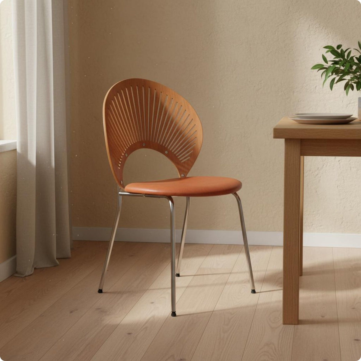 Shell Back Chair Rounded Corners Mid-Century-Century Modern Dining Chair Easy To