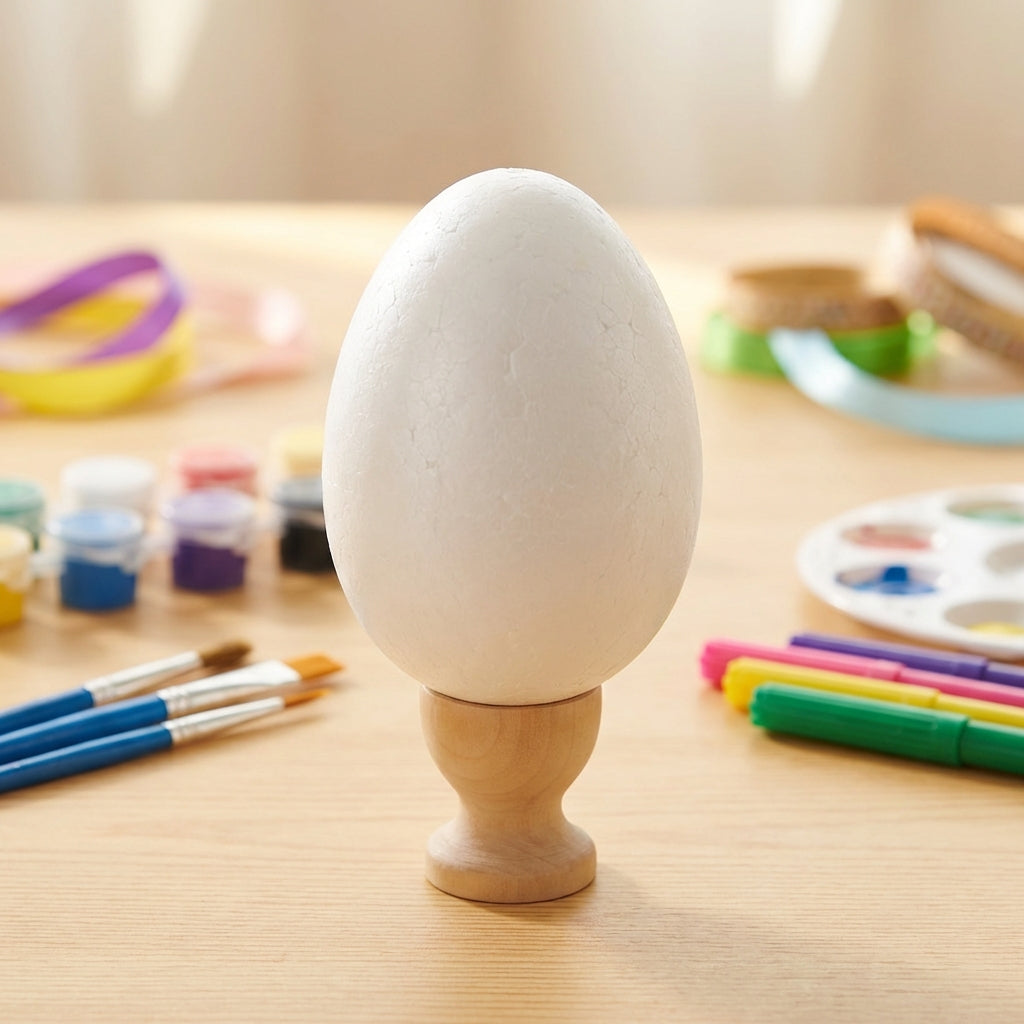 4 Inches Solid Decorative Foam Easter Egg Easy to Decorate Paintable Foam Egg Smooth Surface White Polystyrene Eggs for Kids, School Projects, Art Class
